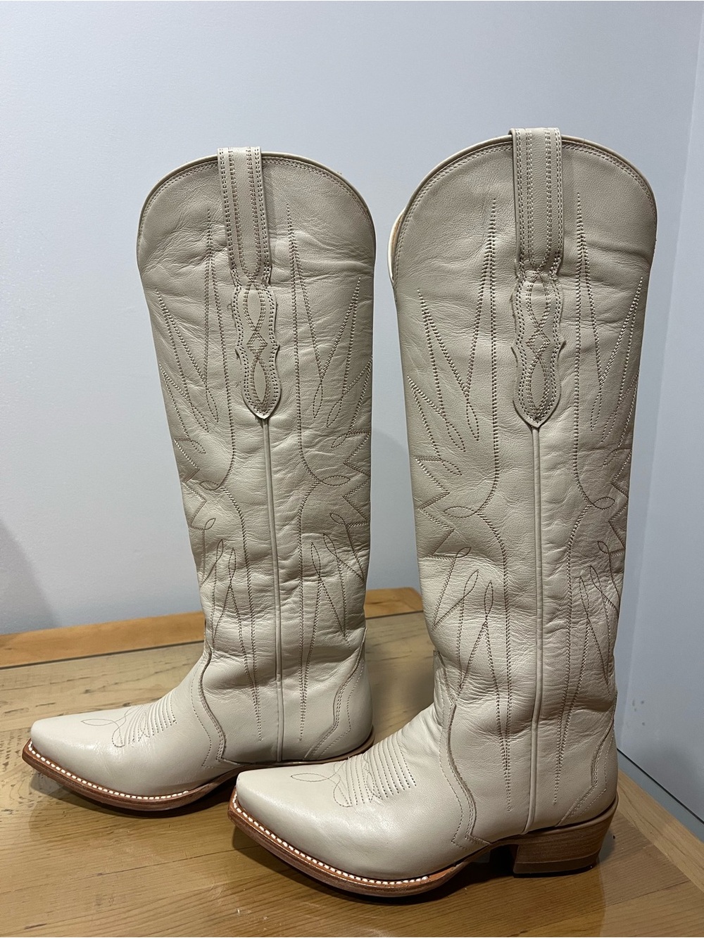 Tecovas The Loretta Leather Western Boots Cream US 5.5